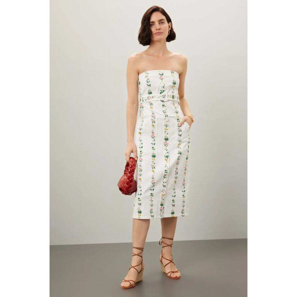 Adam Lippes x RTR Strapless Printed Twill Dress - Missing Belt
